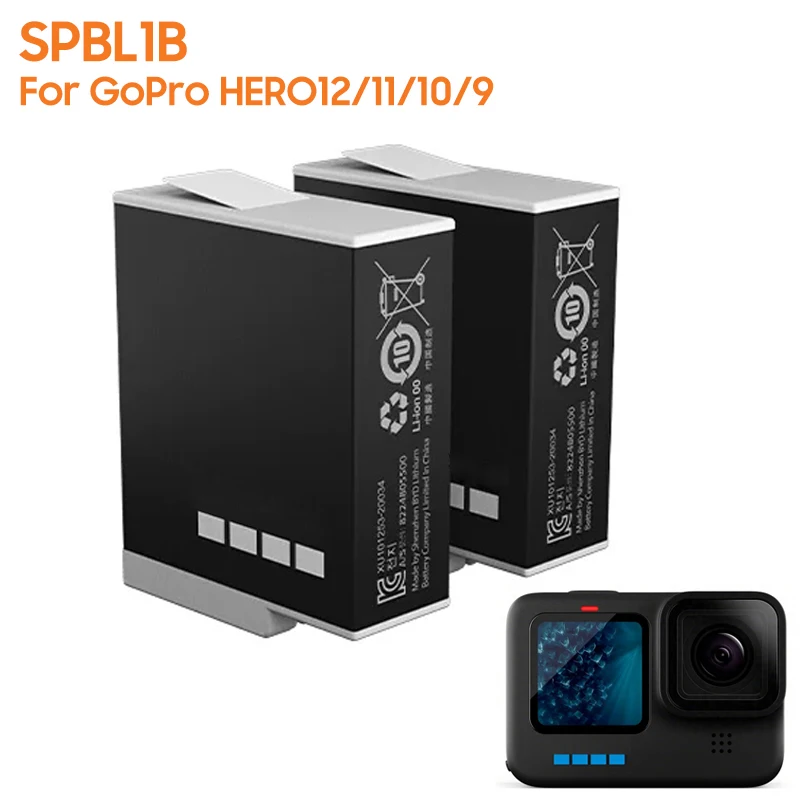 Replacement Battery SPBL1B For GoPro Hero 12 10 11 9 Enduro Cold Weather Rechargeable Battery Hero9 Hero12 Hero11 Hero10