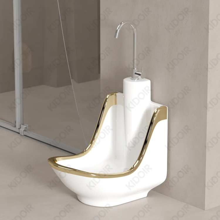 

Керамическая раковина Wudu Ablution с умывателем для ног — мусульманский золотой умывальник для использования в ванной комнате