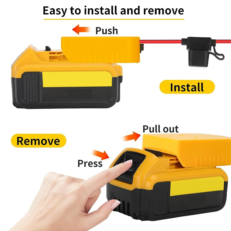 Imagem -04 - Adaptador Power Wheels para Dewalt Bateria de Lítio 18v 20v Adaptador de Bateria Faça Você Mesmo com Interruptor on e Off Fusível 30amp Brinquedos para Carros rc