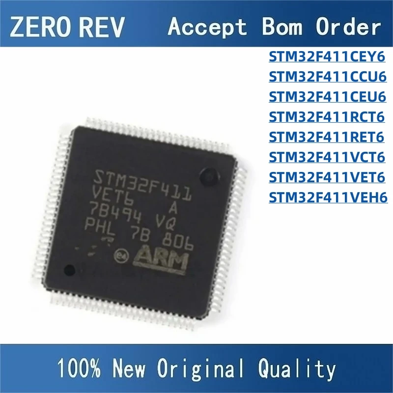 

100% New STM32F411CEY6 STM32F411CCU6 STM32F411CEU6 STM32F411RCT6 STM32F411RET6 STM32F411VCT6 STM32F411VET6 STM32F411VEH6 chips