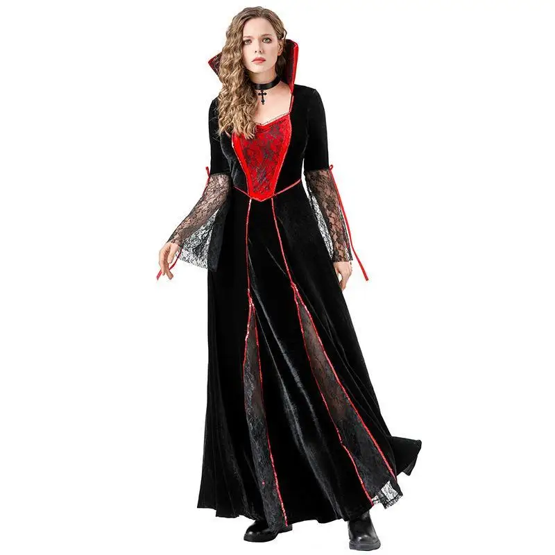 2025 loween Witch Devil Costume Adult Cos Stage Performance Medieval Dr Outfit PU Material KTV Costume Fall Collection