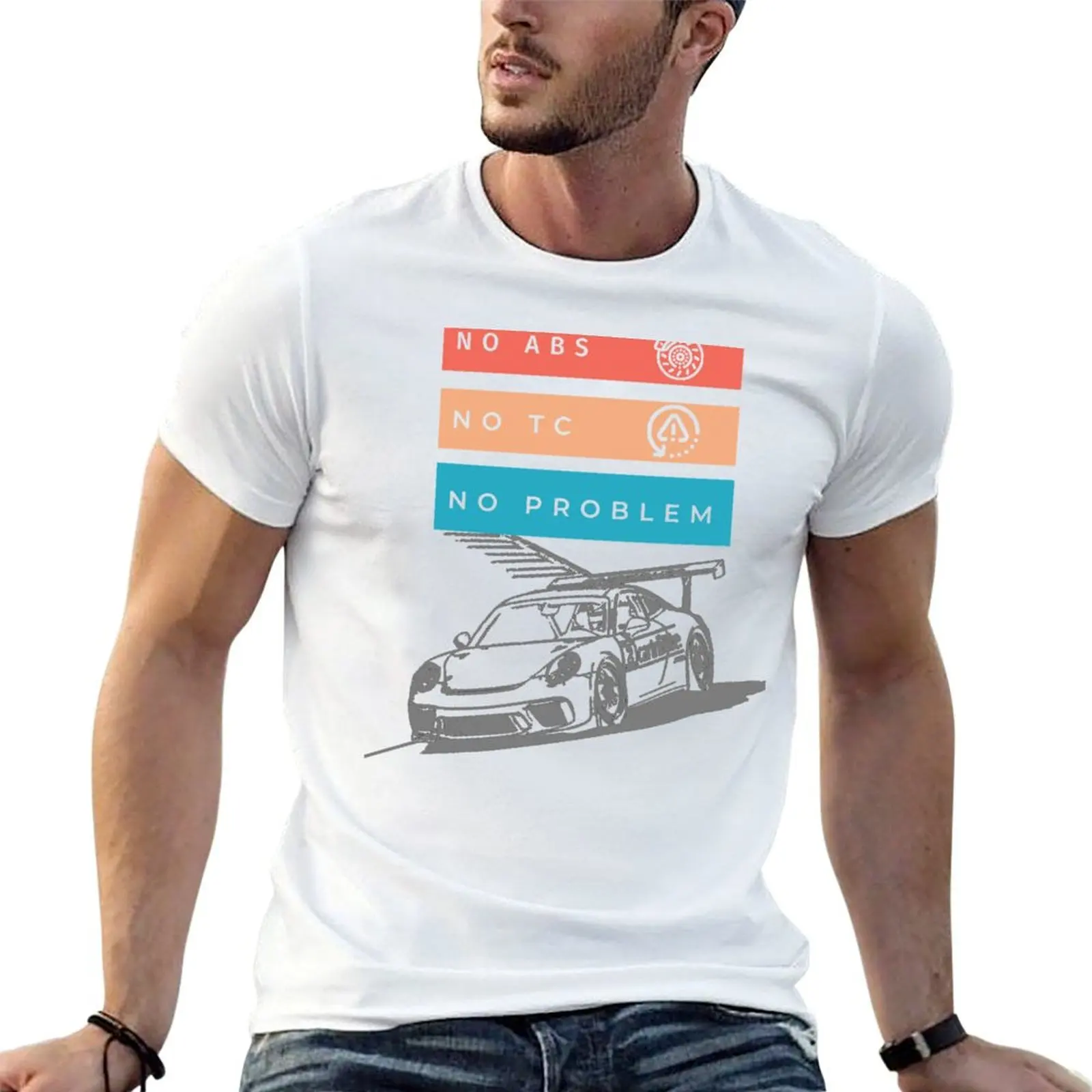 Racing Hardcore - No ABS, No TC, No Problem T-Shirt Plus Size Outdoor Casual Top
