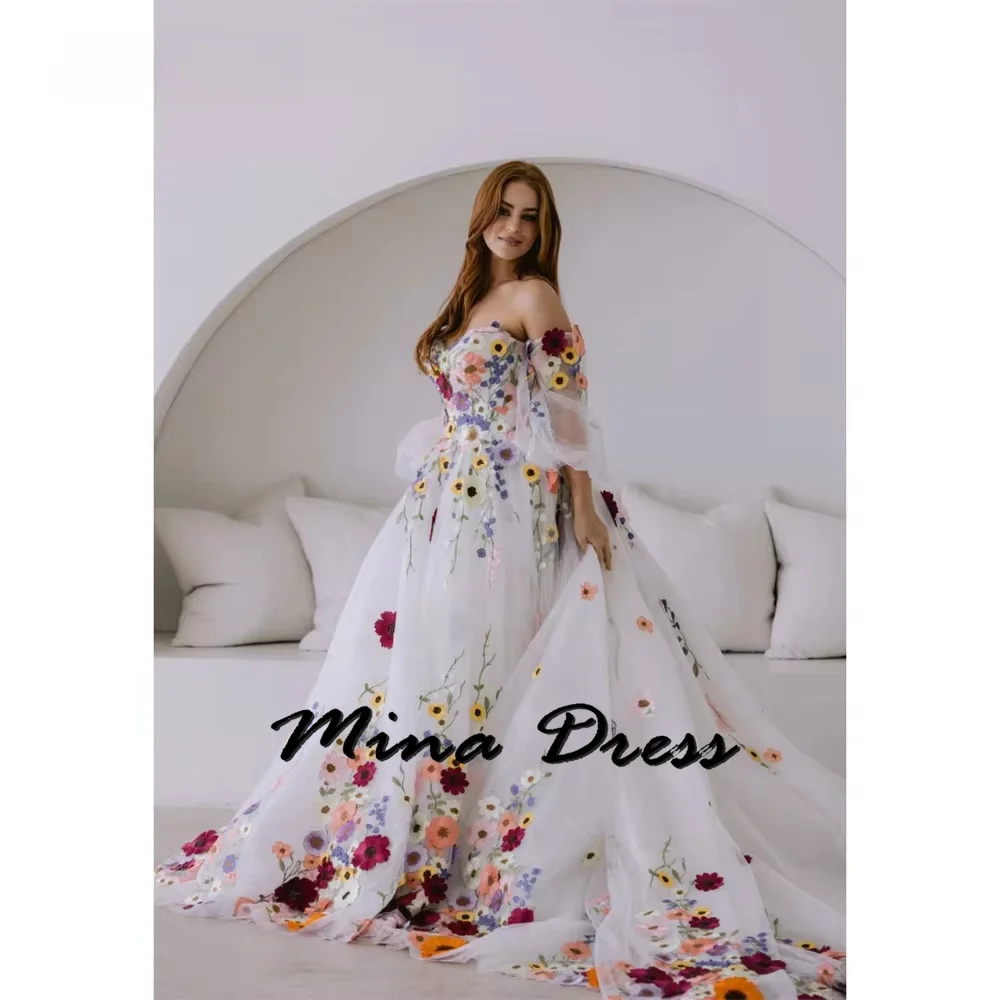 

Mina Customized Flowers Elegant Woman Ceremony Dresses 2024 Backless Elegant Formal Dresses for Women Evening Dress Strapless