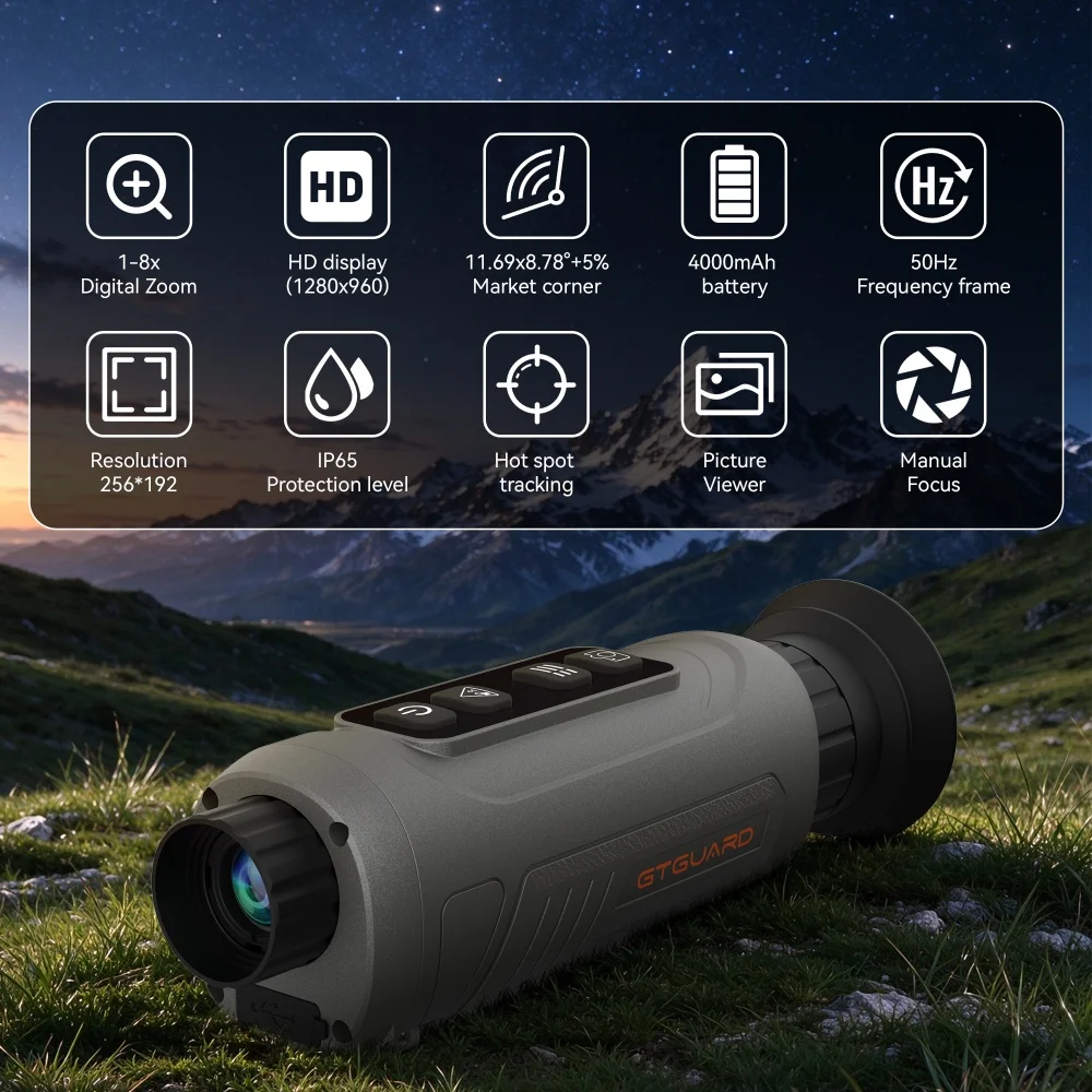 H215A 256*192 Thermal Imaging Scope Thermal Imaging Camera With High Sensitivity Thermal Optics, 12μm 55Hz Night Vision Goggles
