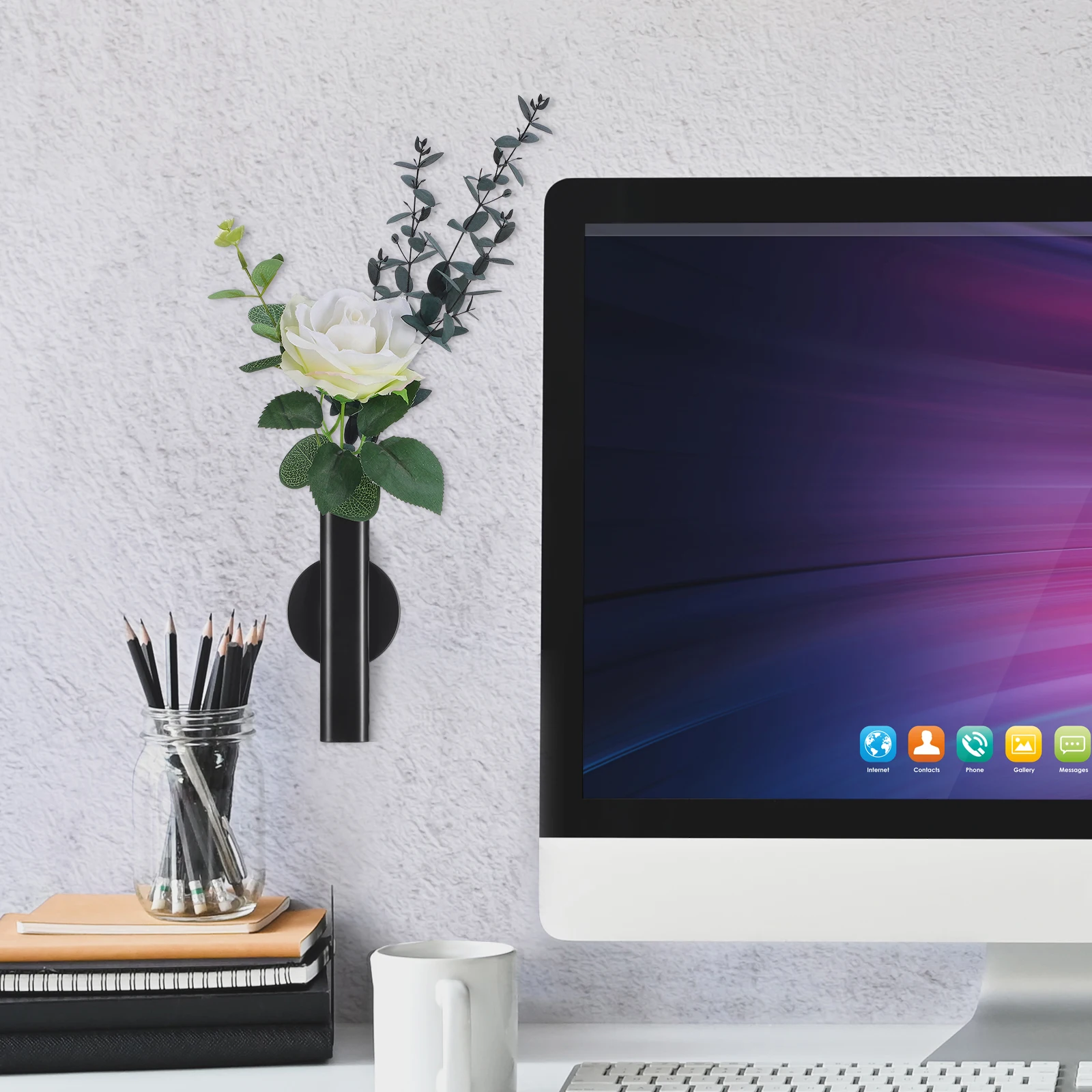 

Stylish Wall Flower Vase Metal Art Decor for Home Office Prom Dinner Holiday Birthday Party Wall Vases for Decor