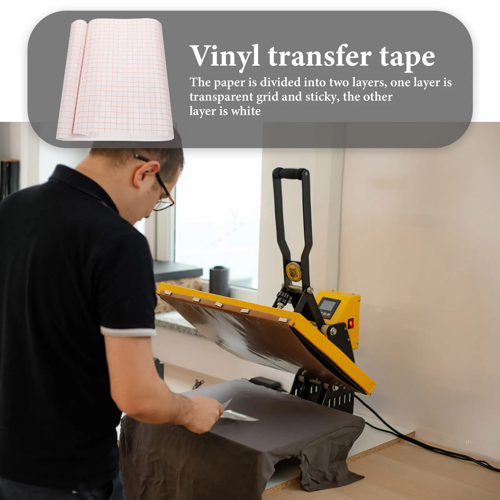 

1pcs PVC Positioning Membrane Transfer Tape Grid Orange Adhesive Durable Film Vinyl Textile Paper for DIY T-Shirts Shoes Bags