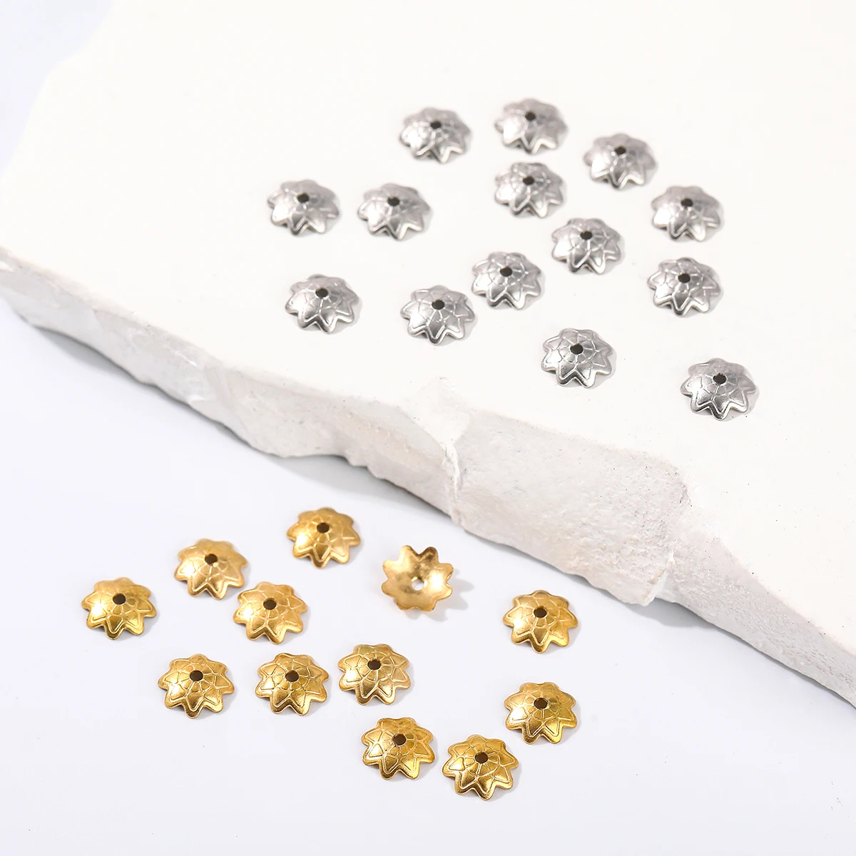 20 Pcs/lot Flower Torus Shape Stainless Steel Bead End Caps Spacer Beads For Jewelry Making Charms Necklace Bracelets Accessory