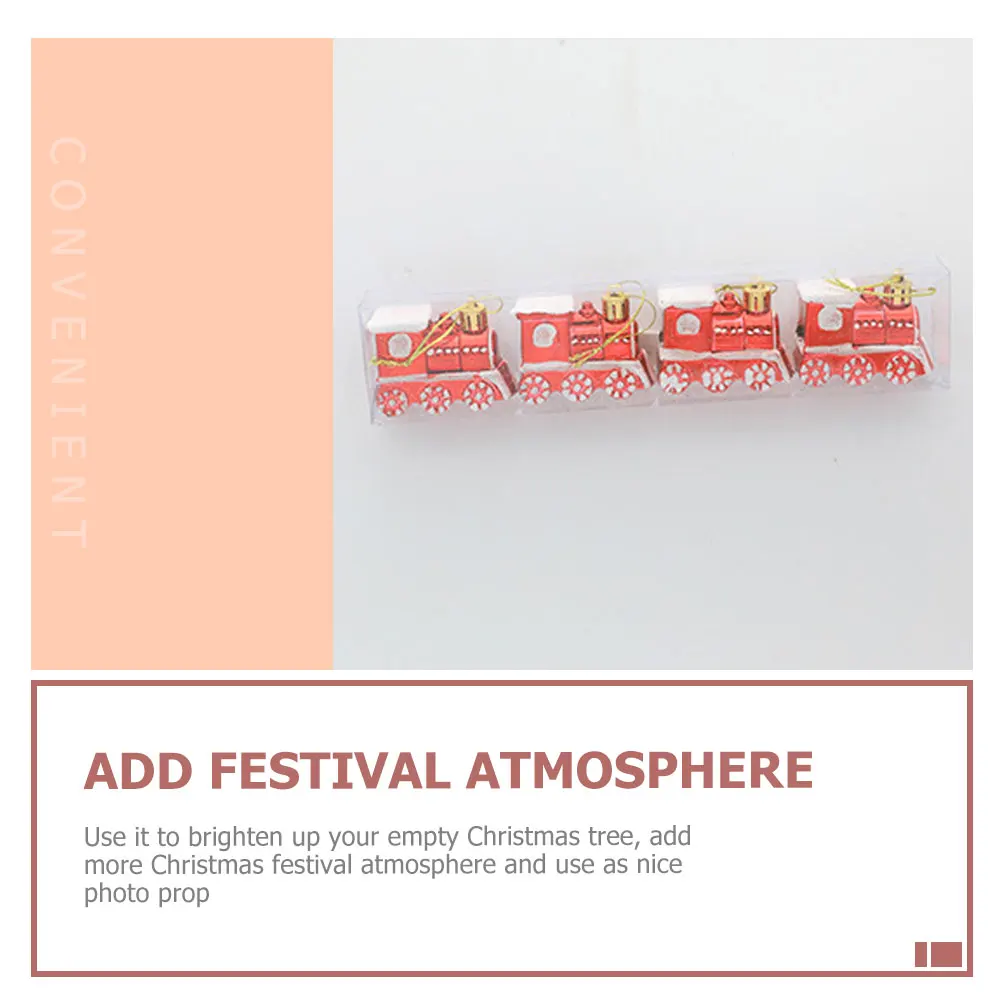 

4 Pcs Christmas Tree Decorations Ornaments Wood 2023 2024 Express Train Xmas for Festival Bedroom Hanging