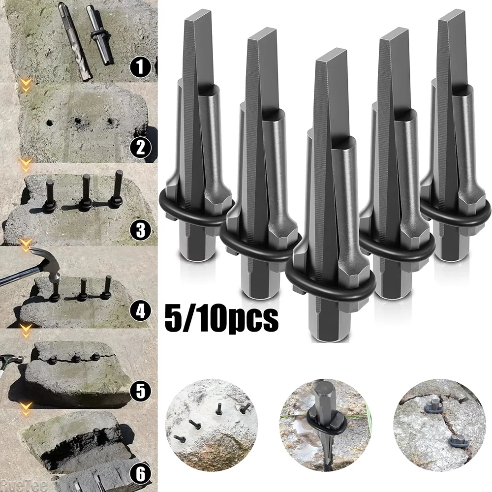 

5Pcs 10Pcs Stone Splitter Heavy Duty Plug Wedge Feather Shims Stone Expansion Tool For Granite Marble Separator Hand Tool Sets