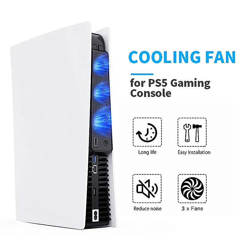 PS5 게임 콘솔 범용 냉각 선풍기, LED 조명 포함, 무소음 소음 소음 감소 선풍기, PS5 콘솔 냉각 선풍기