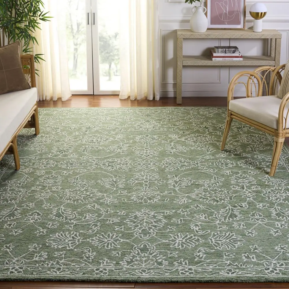

Area Rug 8x10 Metro Collection Large Traditional Design, Sage amp Green, Handmade Wool, Ideal for Living Room, Bedroom, Dining