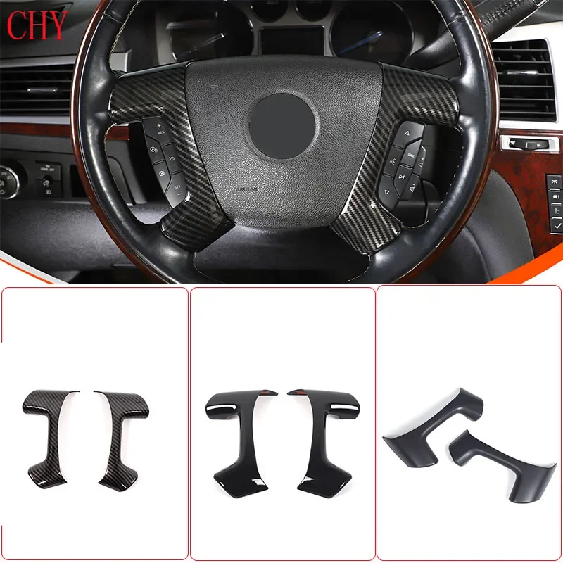 ABS Carbon Fiber For Cadillac Escalade 2007-2014 Car styling Steering Wheel Frame Decorative Sticker Car Interior  Accessories