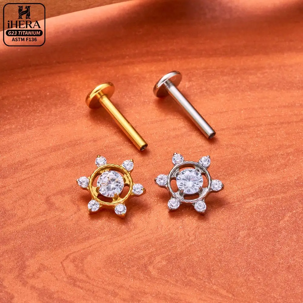 ASTM F136 Titan Piratenschädel Flachrück-Ohrpiercing Funkelnder CZ Seestern Halbmond Schlange Engel Labret Helix Tragus Schmuck – Detail 35