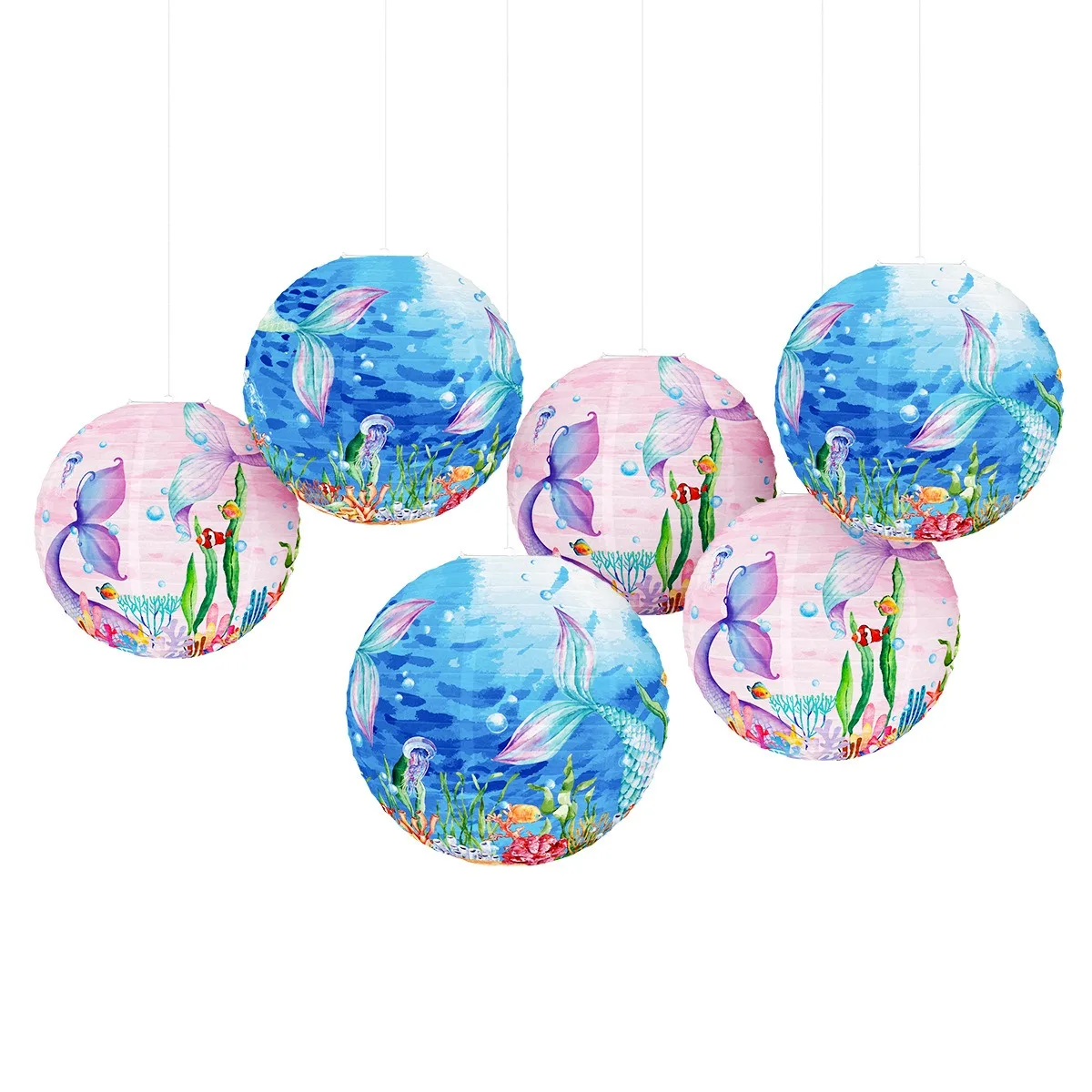 

Mermaid Tail Paper Lanterns Children Summer Mermaid Birthday Decoration DIY Hanging Ornaments Ocean Theme Party Decors Lantern