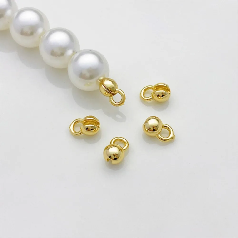 10pcs 18K Gold Plated Crimp Bead with Loop Shell Tip End Connector For DIY Bracelet Necklace Jewelry Making Supplies Accessories