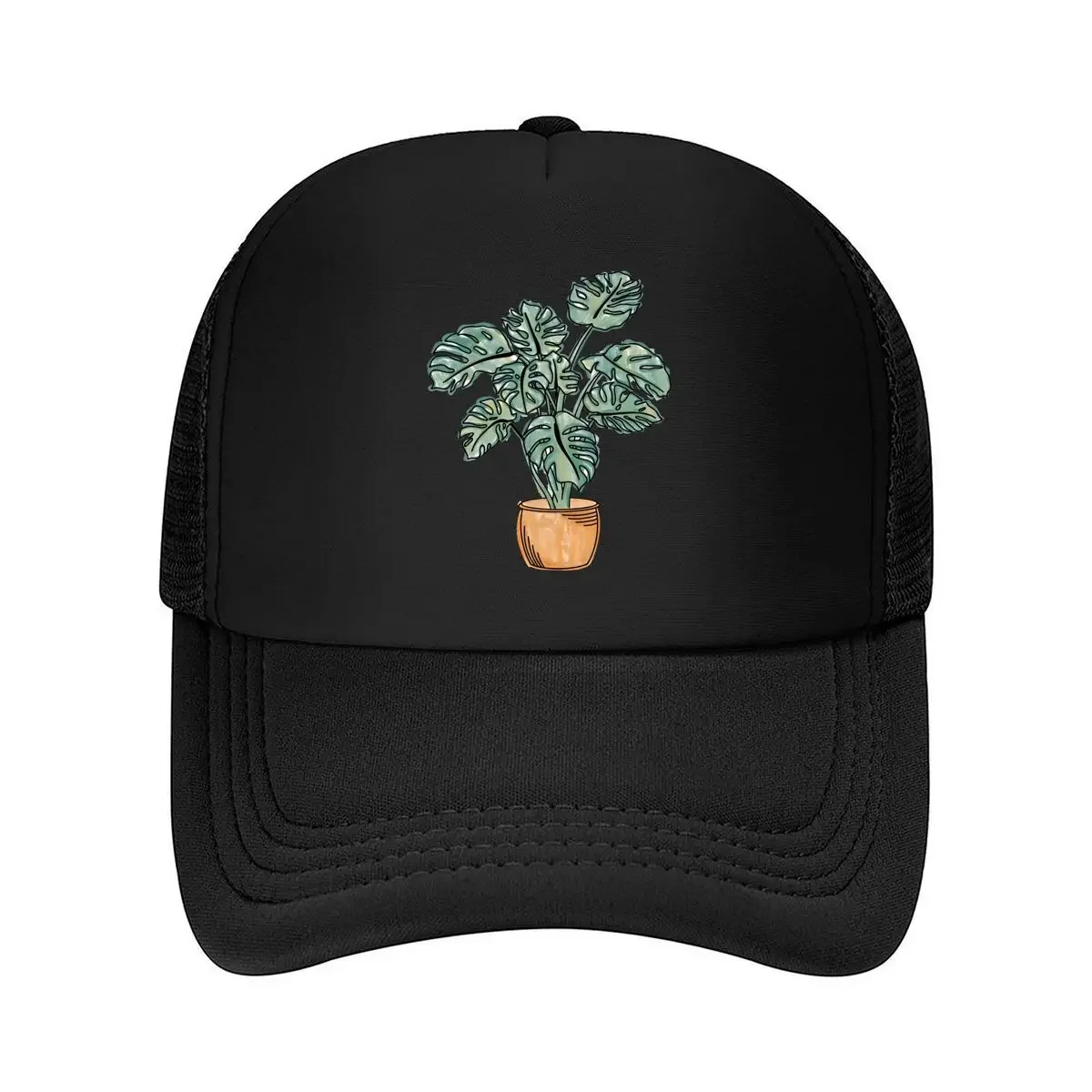 New Watercolor potted monstera plant  Sticker Mesh Baseball Cap