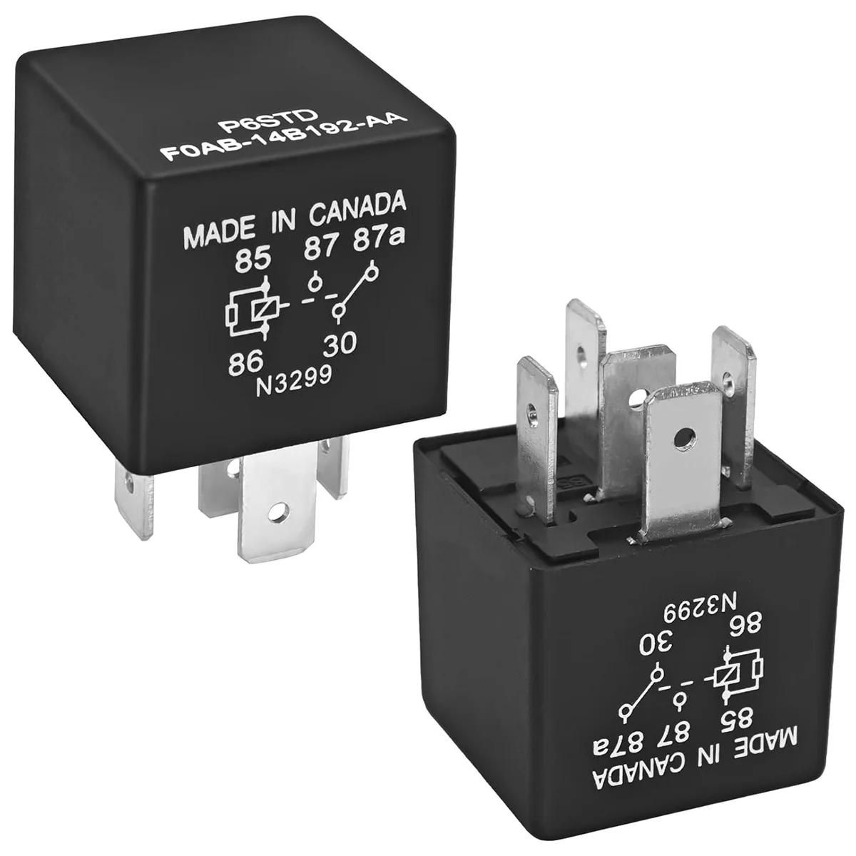 2Pcs P6SDT FOAB-14B192-AA Automotive Relay - 5-Pin 40A 12VDC,Replacement F0AB-14B192-AA Electrical System Relay For Ford