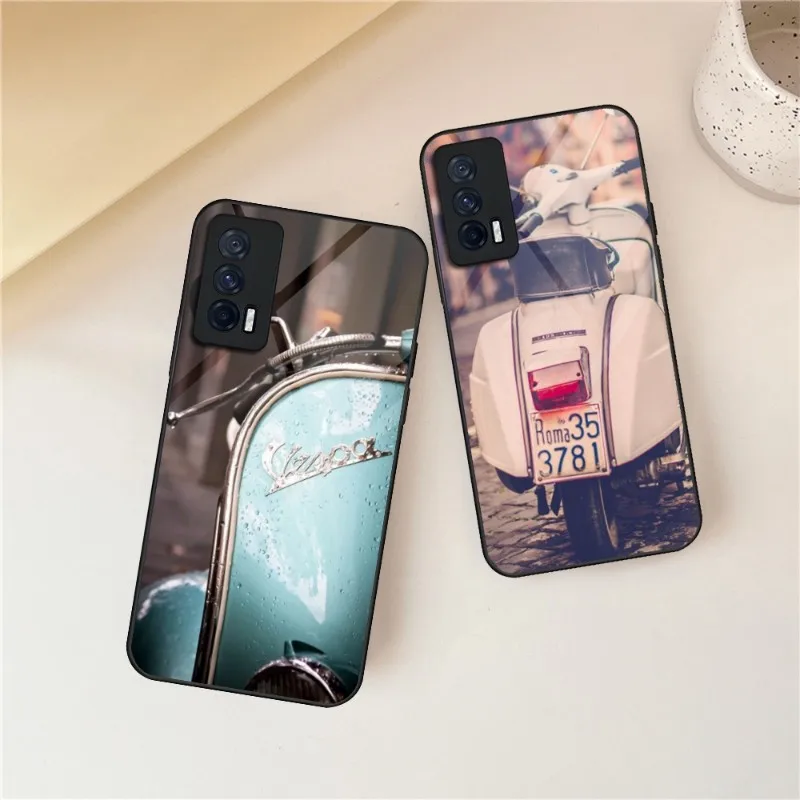 Роскошный стеклянный коврик для мыши Vespa с логотипом автомобиля для Vivo Y55S Y31S Y78 Y17S Y30 S10 S12 V29 X60 X70 IQOO9 8 7 NEO5 5S 5SE Coque