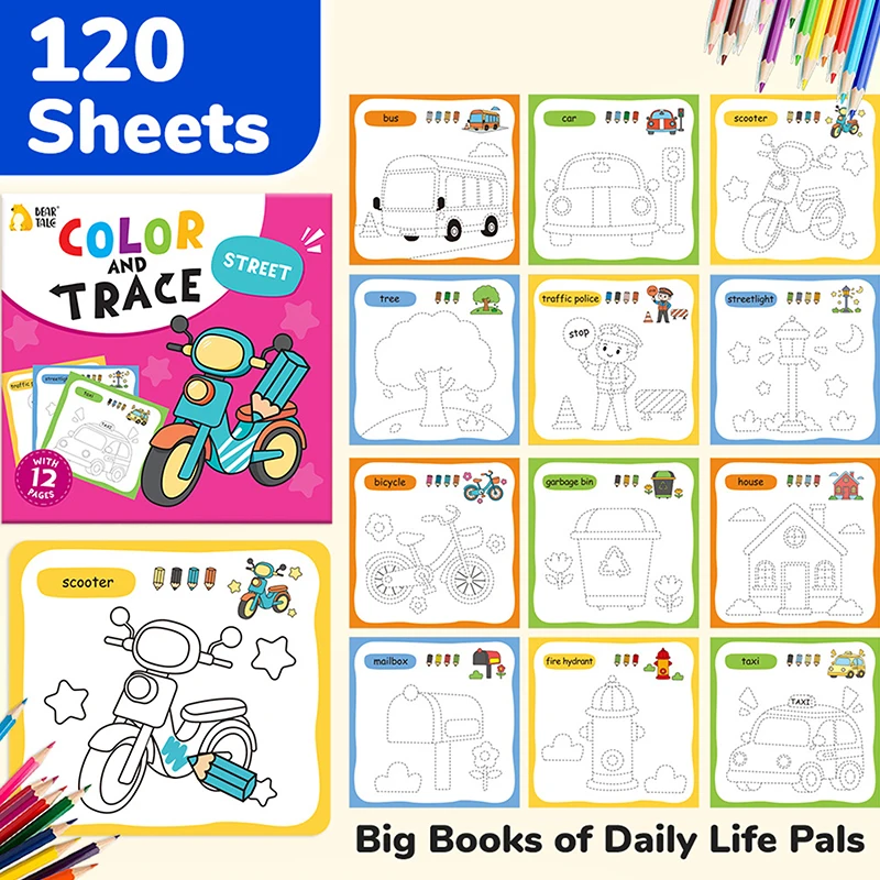 10 Book Set, Children's Coloring Book To Enhance Cognitive Thinking, Including 10 Cartoon Themes For Boys And Girls