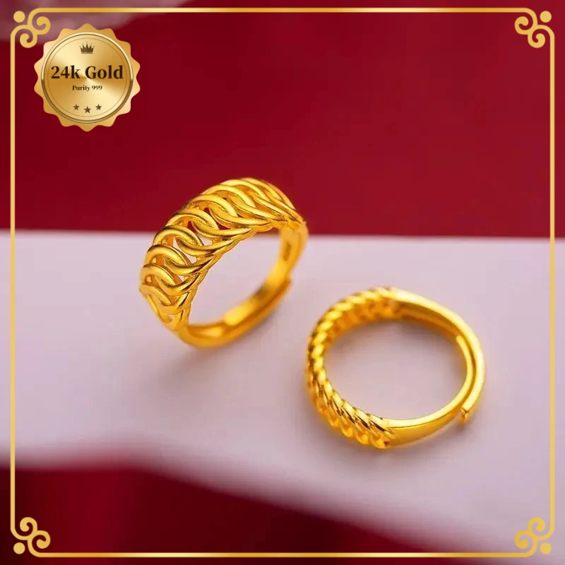 24kgold ring buckle couple couple rings Xiaohongshu Internet celebrity boys adult gift adjustable open ended ring