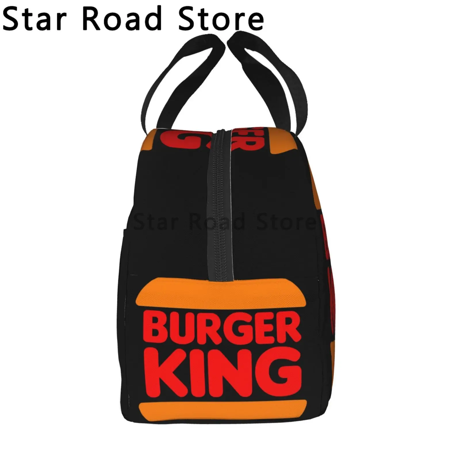 Funny Burger King Logo Adult Kid Lunch Bag Tote Bag Insulated Organizer Lunch Bag for Travel Hiking Picnic Beach School Office