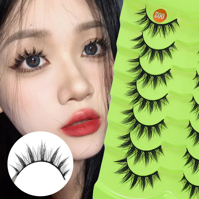 7 par rzęs 3D Mink Manga Lashes Korean Natural Full Strip Lashes Extension Makeup Soft Cross Mink Fluffy Fałszywe rzęsy