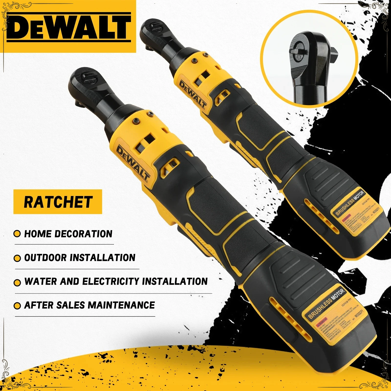 Dewalt  Ratchet Right Angle Wrench DCF512 Cordless Driver Multifunction Variable Speed Power Wrench LED  Power Tools