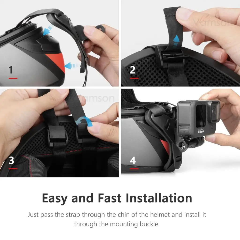 Vamson لـ Gopro Hero 11 10 9 8 دعامة خوذة مثبتة على الرأس لـ Insta360 One X3 مع غطاء إسفنجي مقاوم للرياح ملحقات الدراجة النارية