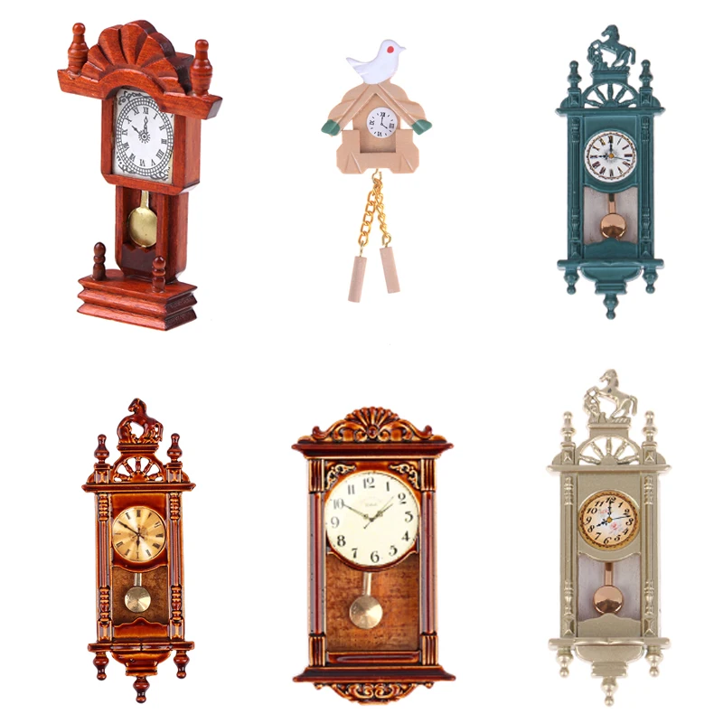 Miniature Wall Clock Play Dollhouses Miniatures Home Decor Accessories Toy Play Furniture Toys Dollhouse