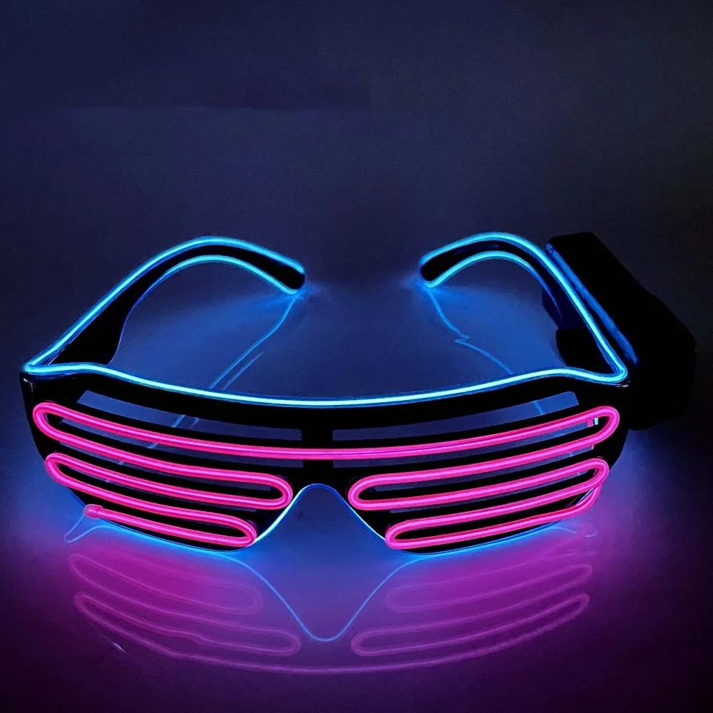 Wireless LED Glowing Glasses Double Colors Cool Neon Glasses Glow-in-the-dark Colorful Fluorescent Glasses Wedding Party