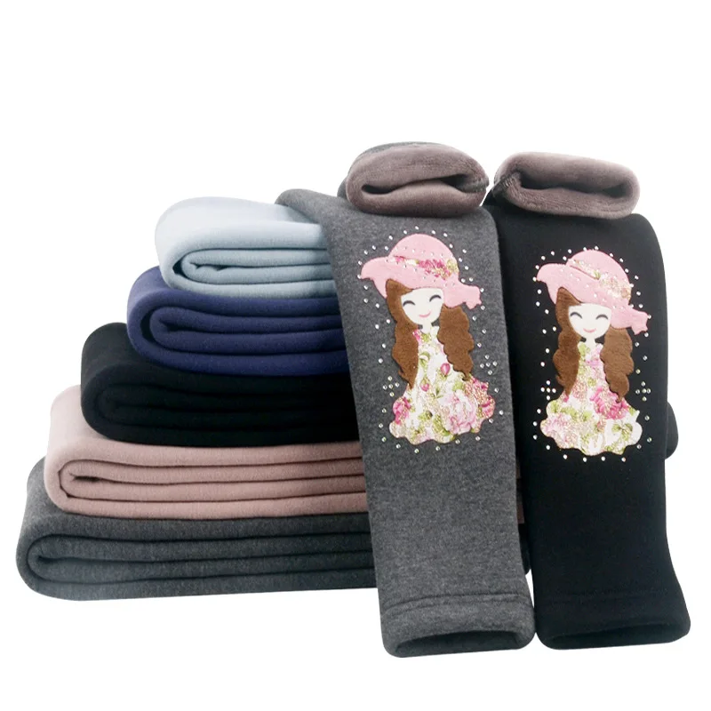 Children Winter Very Thick Pants Girls Boys Fleece Lined Trousers Warm Kids Clothes Cotton Fleece Long Pants Kids Sport Pants