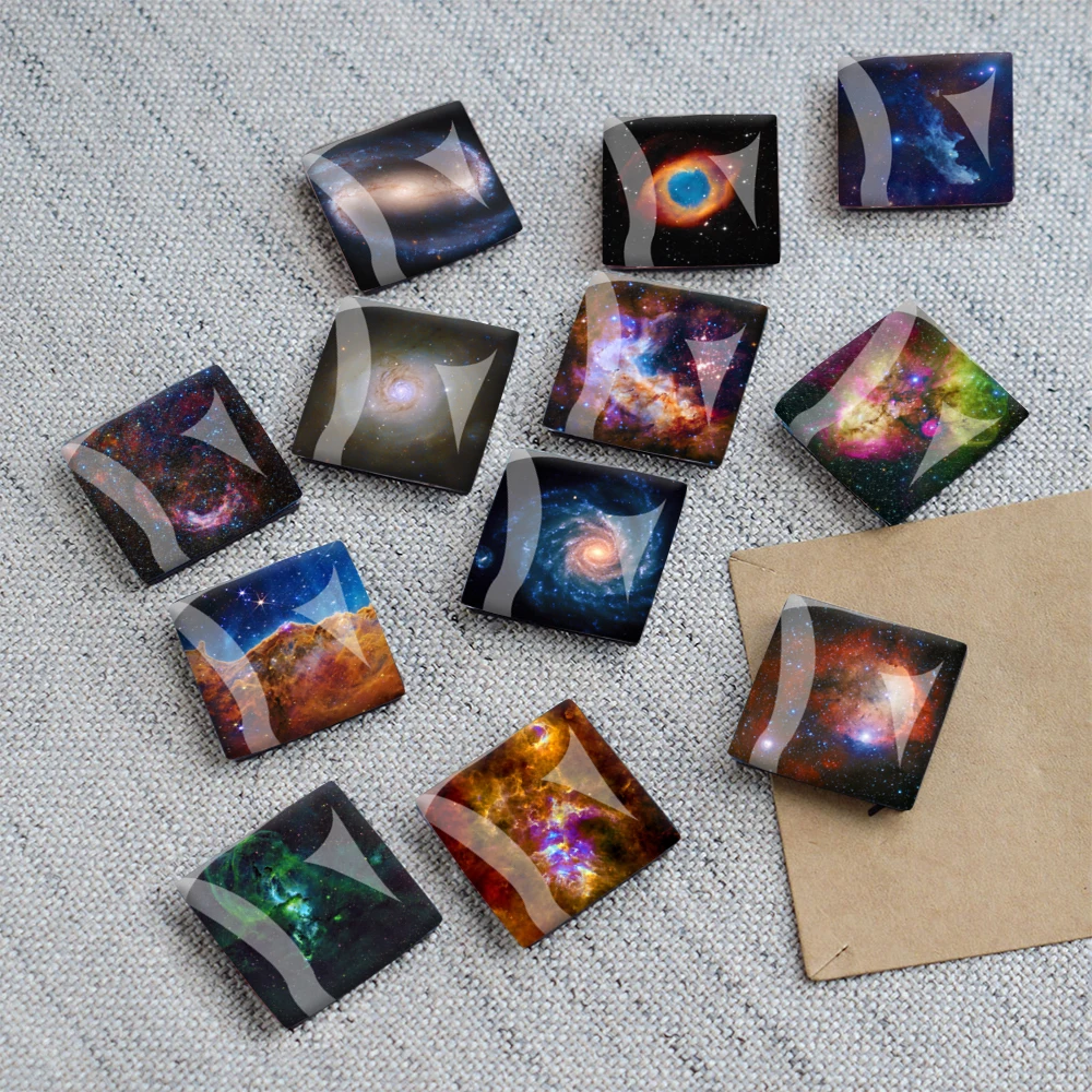 1PC 30MM Nebula Square Refrigerator Sticker Astronomy Glass Magnetic Stickers Astronomy Home Decorations Party Gifts