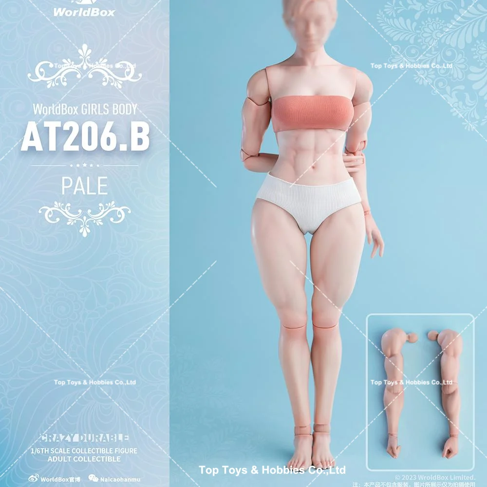 Worldbox AT206 1/6 หญิงกล้ามเนื้อ Body Strong ไขมันขา 27 ซม.ซีด/Light Tan Skin Action Figure พร้อมแขนเปลี่ยนได้