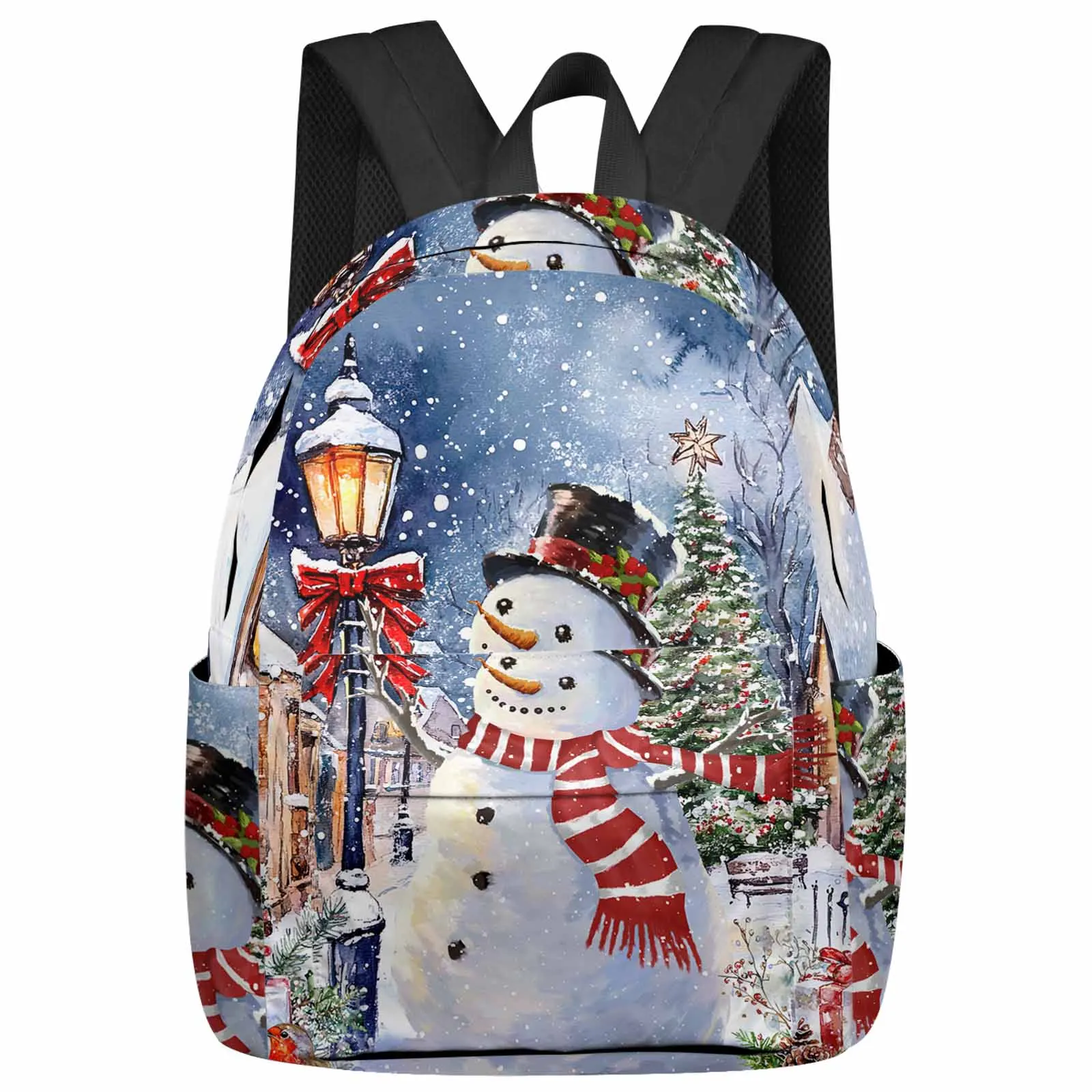 

Christmas Winter Christmas Snowman Scene Backpack School Bags for Teenagers Students Laptop Bag Women's Casual Travel Backpack