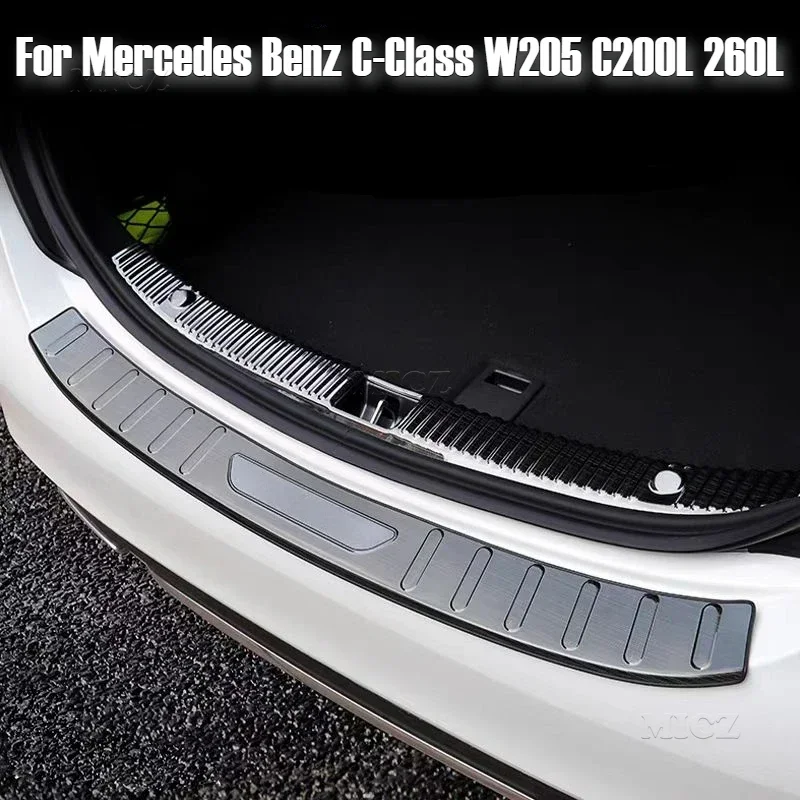 

For Mercedes Benz C-Class W205 C200L 260L Car Stainless Rear Bumper Protector Trunk Door Plate Cover Trim 2015-2021
