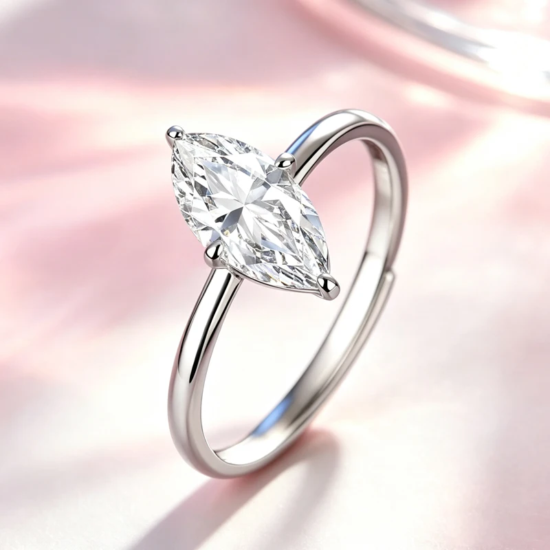 0.5-2.0CT Maruqise Cut Moissanite Ring D Color S925 Silver Passed Diamond Tester For Women Wedding Luxury Gifts With GRA