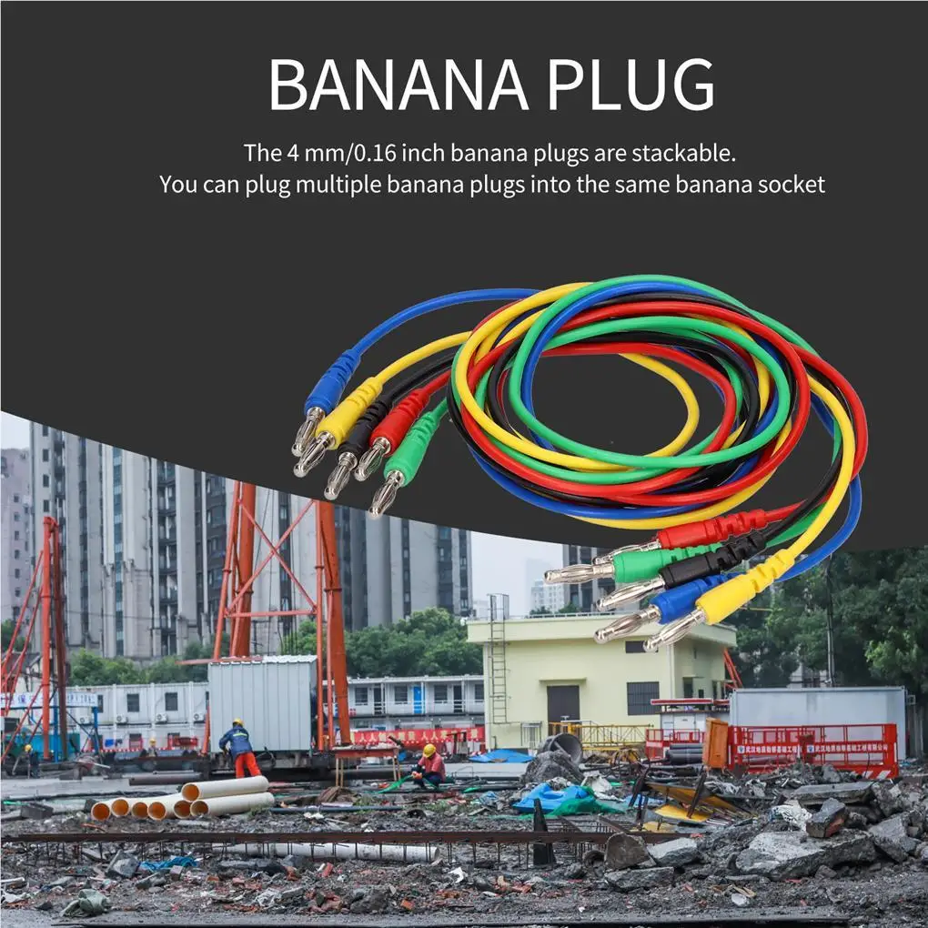 

5Pcs Test Leads Banana Plug with Alligator Clip Soft PVC Flexible Cable Jumper Wire Protective Copper Clamps Heavy Duty