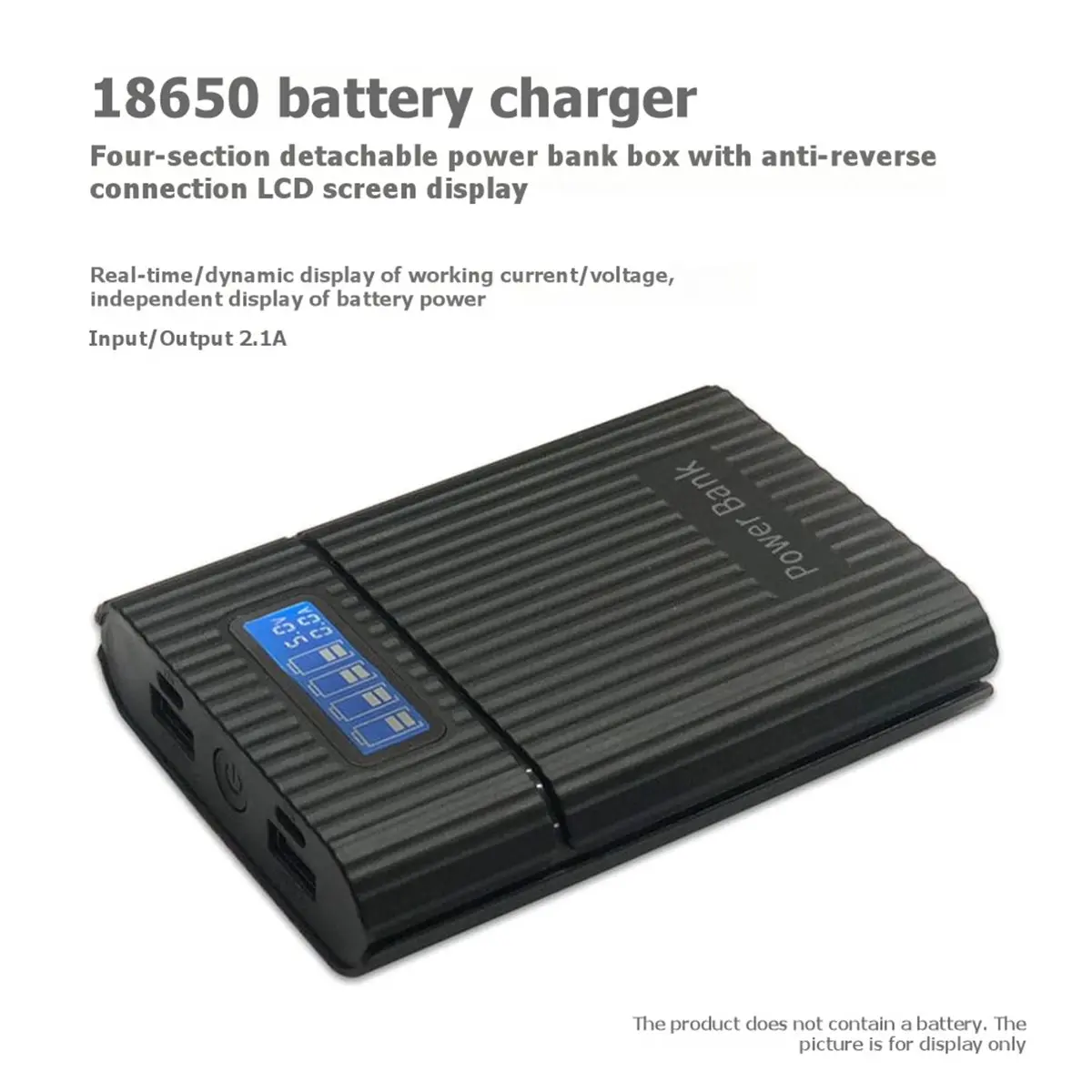 ABGN 18650 Charger Power Box LCD Digital Display 4x18650 Battery Holder Portable Fast Charging Mobile Power Bank Box A