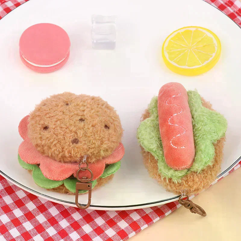 /Cna/Simulation Food Plush Keychain Creative Sandwich Hamburger Cake Keyring Bag Pendant Key Accessories Couple Gifts Kawaii