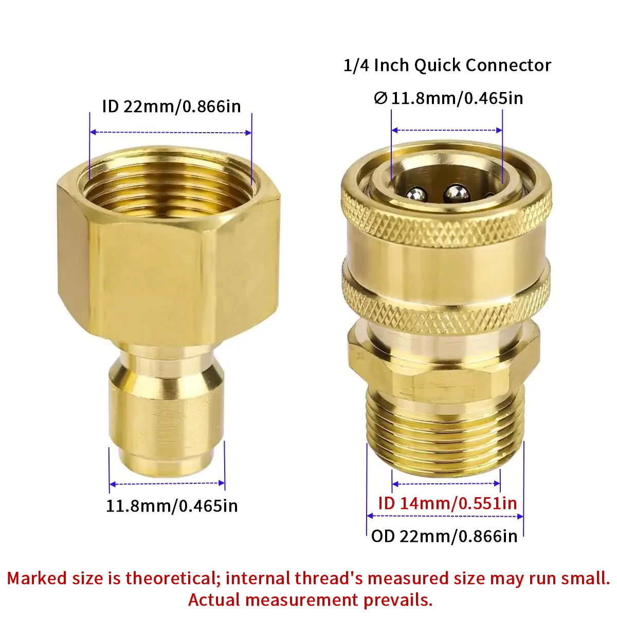 1/4" Quick Connect M22-adapter voor hogedrukreiniger - Universele aansluiting voor waspistool en slang Autowasaccessoire