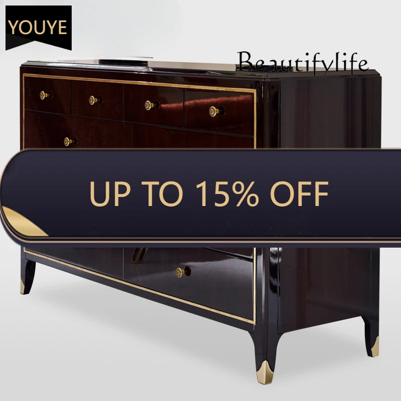 

Шкаф для прихожей в европейском стиле, высококачественный шкаф из массива дерева с шестью ящиками, неоклассический ретро-шкаф для прихожей X