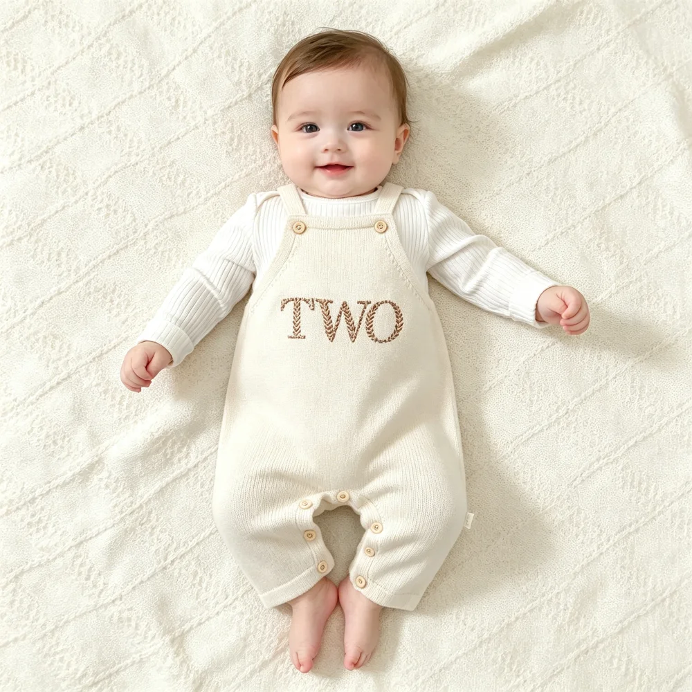 2026 Newborn Baby Boys Girls Birthday Romper Cute Embroidery Knitted Sleeveless Bodysuit Spring Spring Toddler Infant Romper
