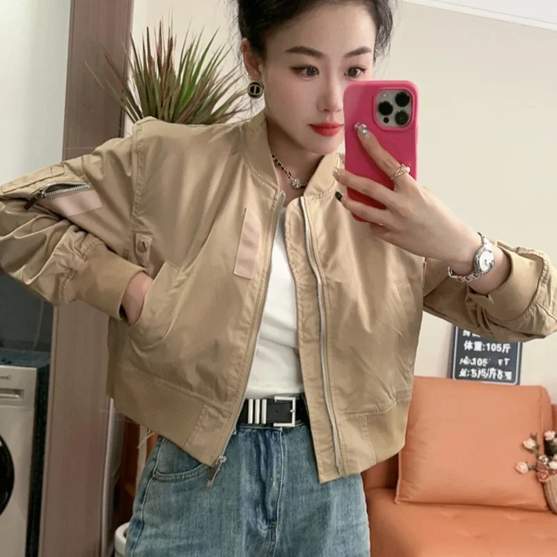 Baseball Aviator Coat Woman Splicing Spring Autumn Bomber Jacket for Women Vintage Fashion High Quality New in Outerwears Cheap