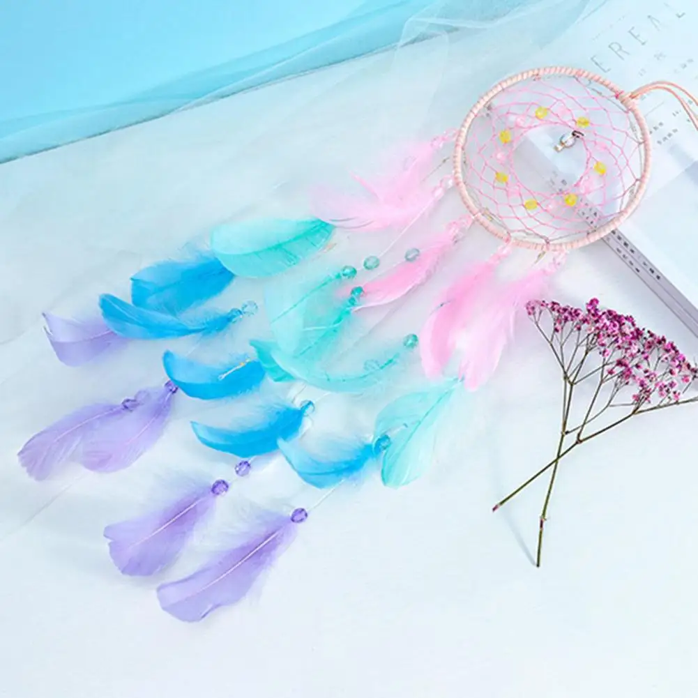 Colorful True Feather Dream Catcher Lights Up Creative Dreamcatcher Girls Practical Special Birthday Gifts Bedroom Decoration