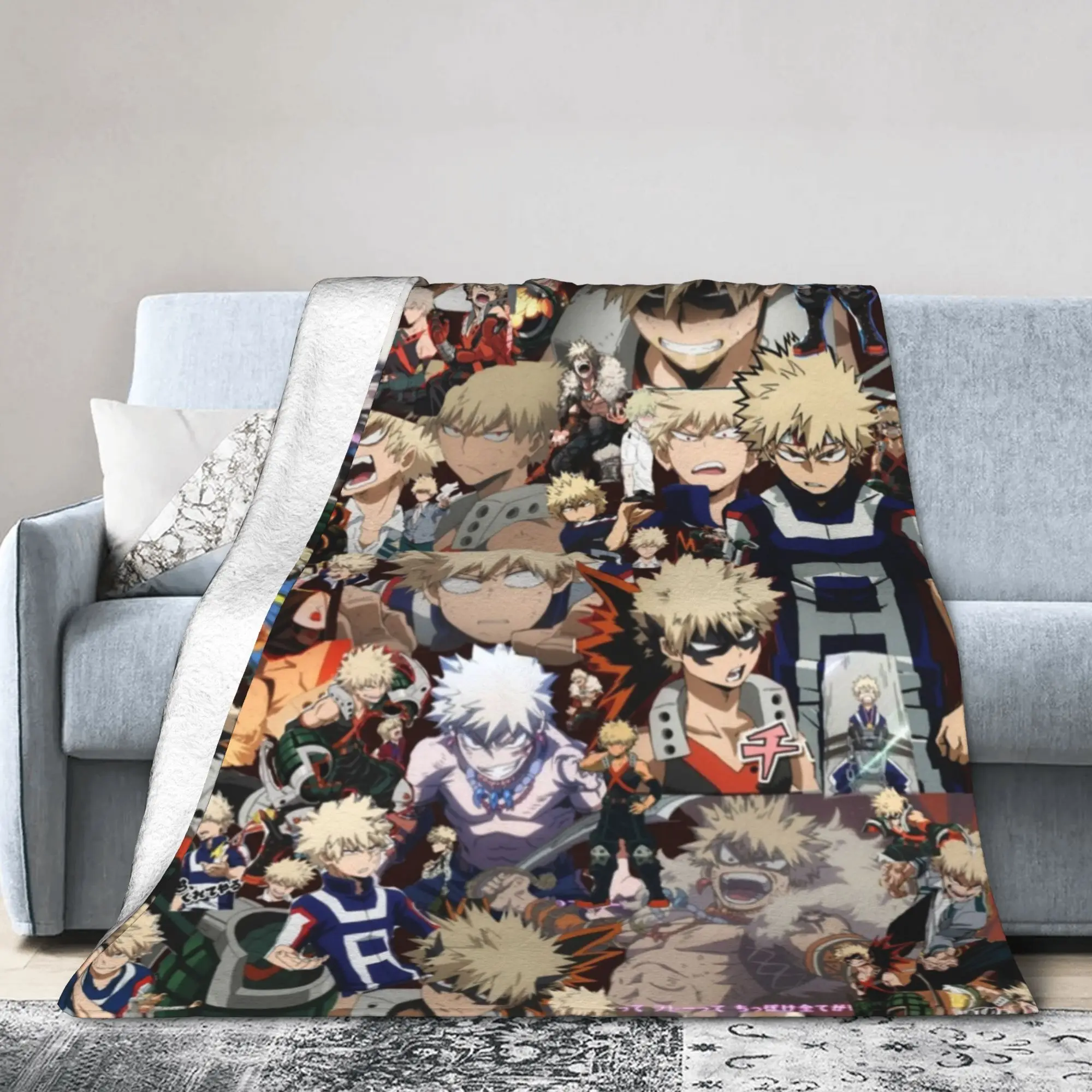 MHA Anime Flannel Blanket Do You Truly Love Bakugou Katsuki Vintage Throw Blanket for  Sofa Bedding Lounge Plush Thin Quilt,