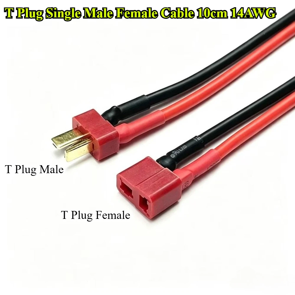 3/5/10Pcs/lot T Plug Single Male/Female Connector Plug With 10CM 14AWG Silicone Wire For RC Battery Cable ESC FPV Drone