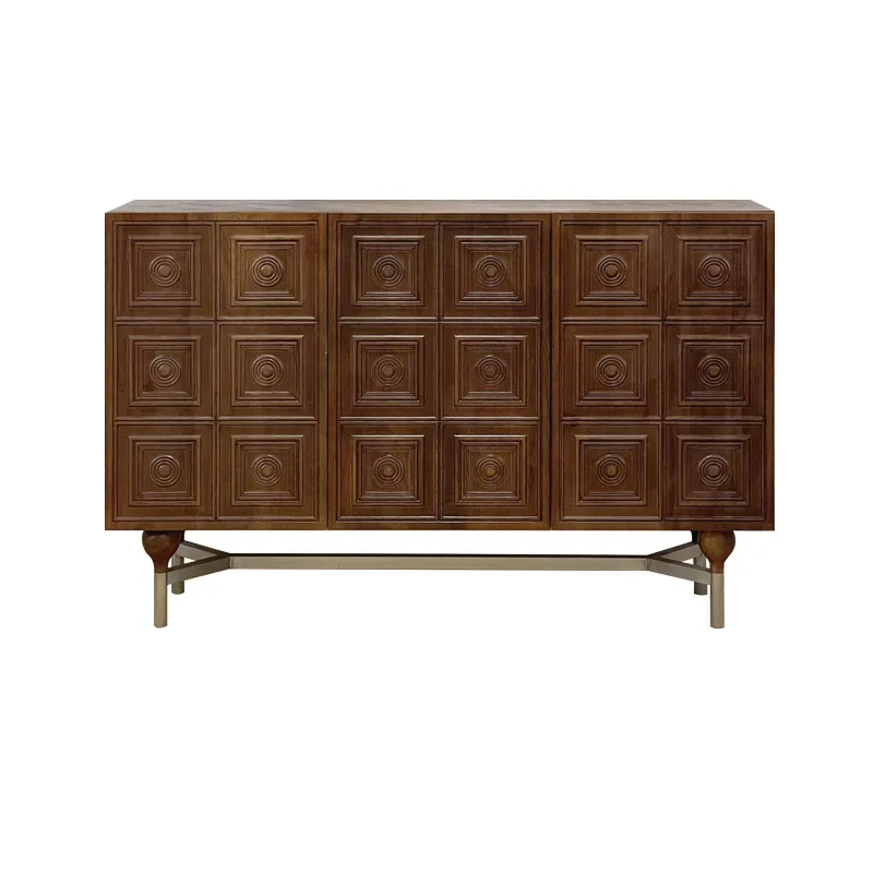 

Medieval style furniture solid wood sideboard, old elm storage sideboard, retro chest of drawers, carved decoration cabinets