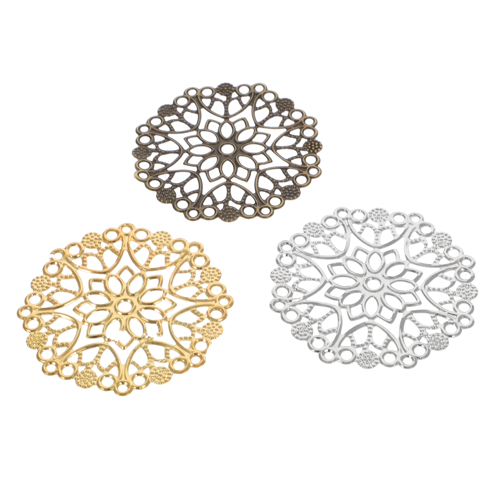 

60pcs Hollow Flower DIY Jewelry Accessories 45mm Round Pieces Durable Craft Project Materials Decorative Bells