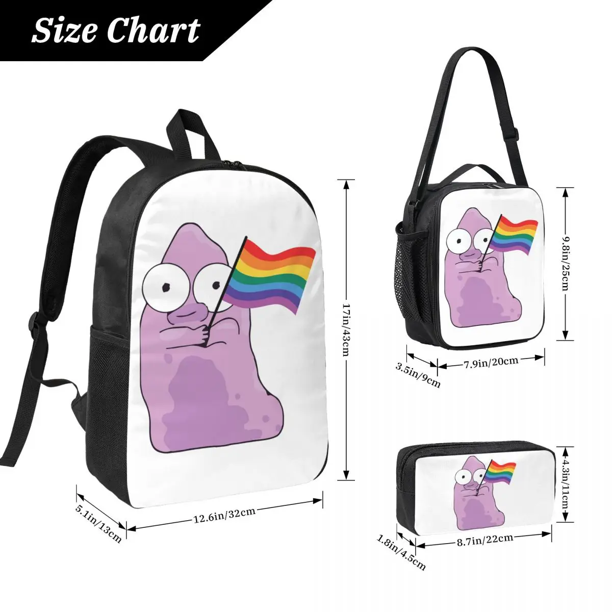 Cartoon Solar Opposites Holding Pride Flag Backpack BookBag School Bag Laptop Shoulder Bags 3ps Insulated Lunch Bag Pencil Case