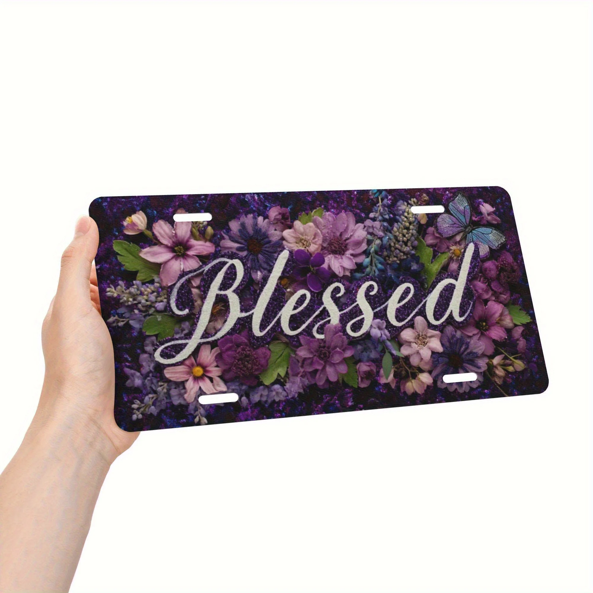 2D Flat Printing, 1pc, Holy And Floral Pattern- Aluminum- 6X12- Inch Polished Metal Standard Plate, Easy to Install, Men's/Women